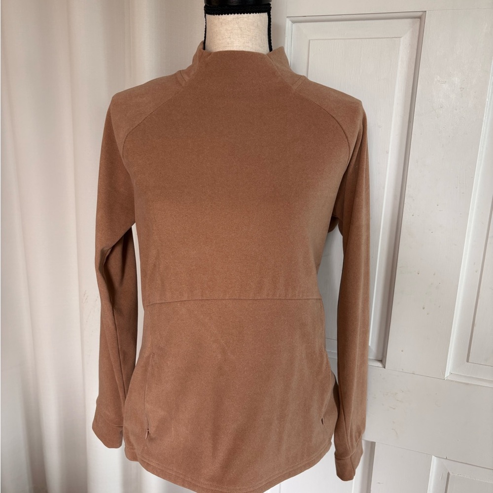 Kyodan Women's Camel Mock Neck Pullover Sweatshirt